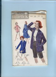 7610 BUTTERICK 1950S CONTRAST 3 BUTTON BLAZER, BERMUDA SHORTS PATTERN 14 32"B